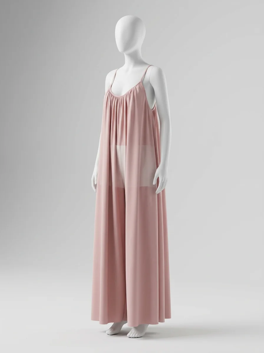 Combinaison rose large été fines bretelles femme – Image 3