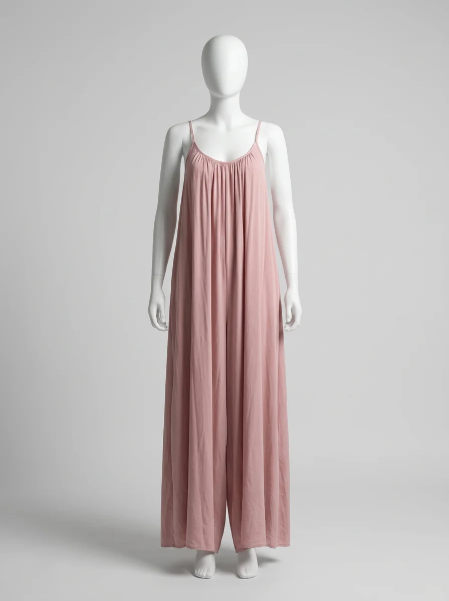Combinaison rose large été fines bretelles femme – Image 6