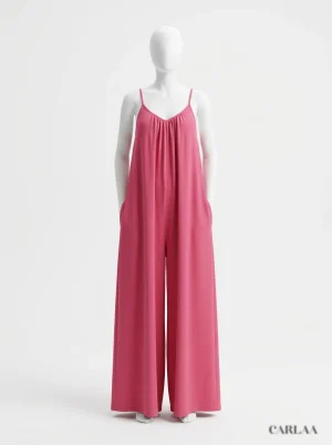 Combinaison rose large quotidienne fluide femme