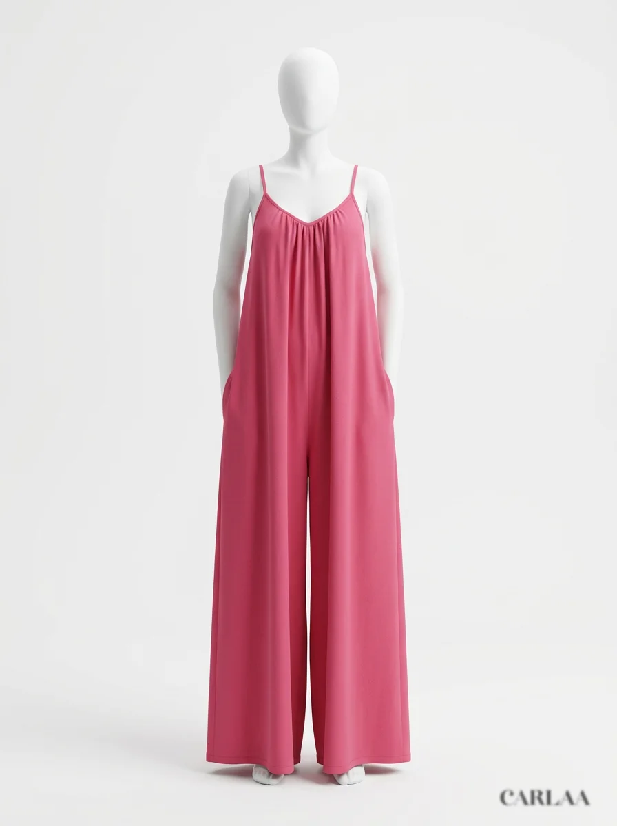Combinaison rose large quotidienne fluide femme