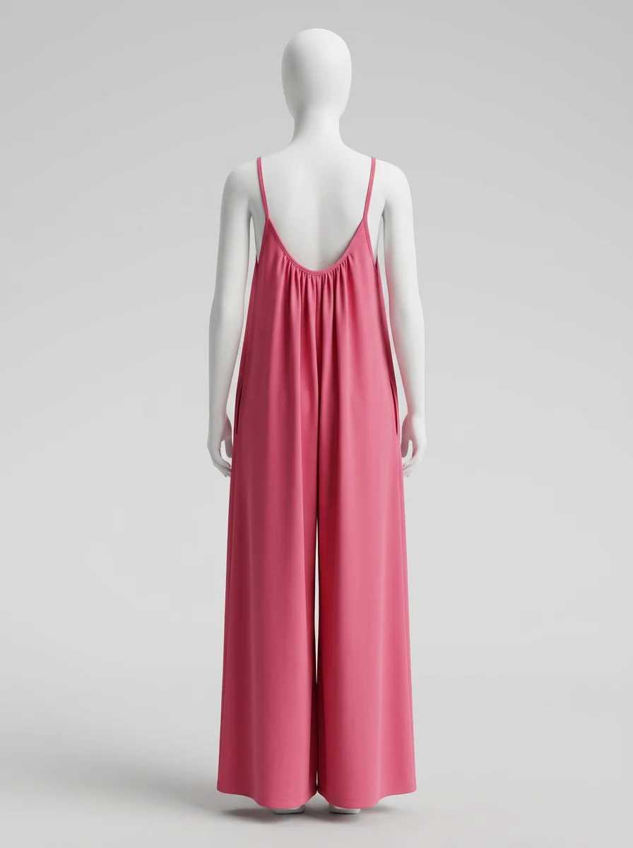 Combinaison rose large quotidienne fluide femme – Image 2