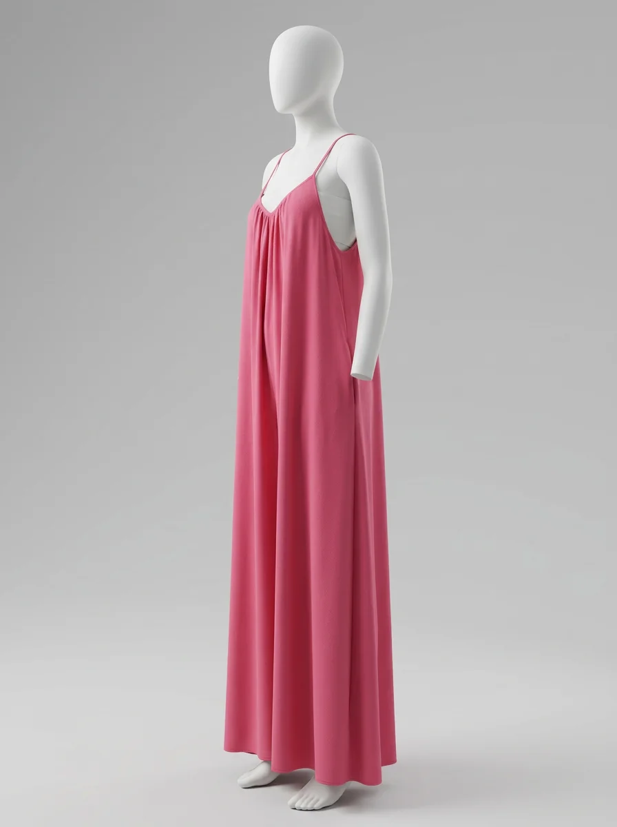 Combinaison rose large quotidienne fluide femme – Image 4