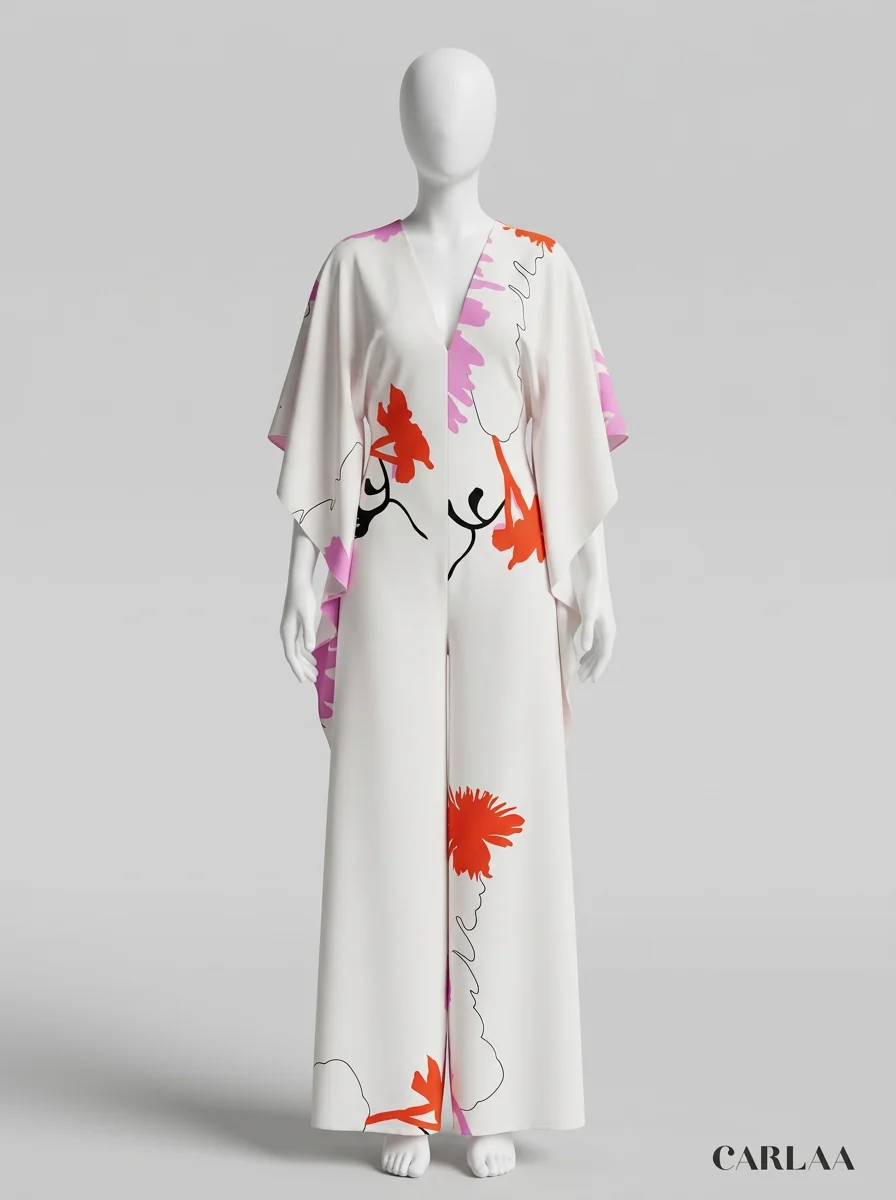 Combinaison rose manches papillon ample femme – Image 4