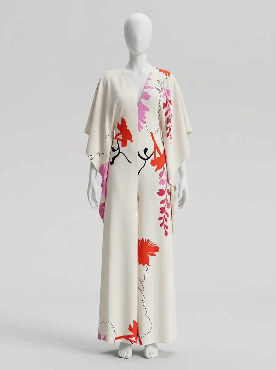 Combinaison rose manches papillon ample femme – Image 5