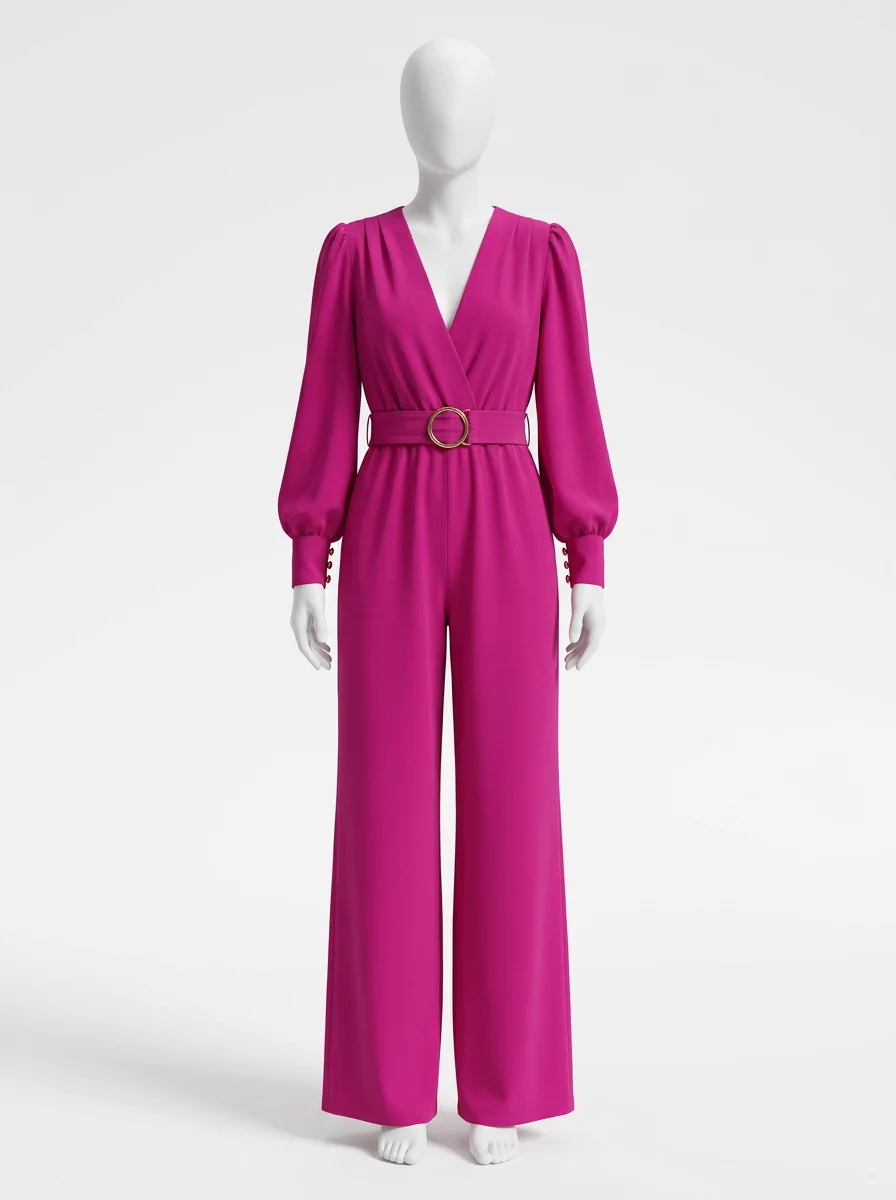 Combinaison rose pantalon large chic femme