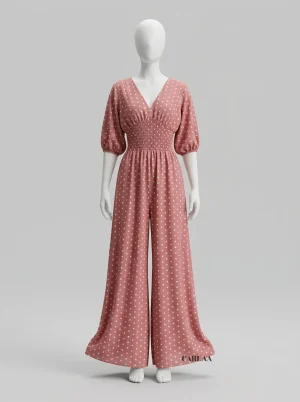Combinaison rose pois fluide femme