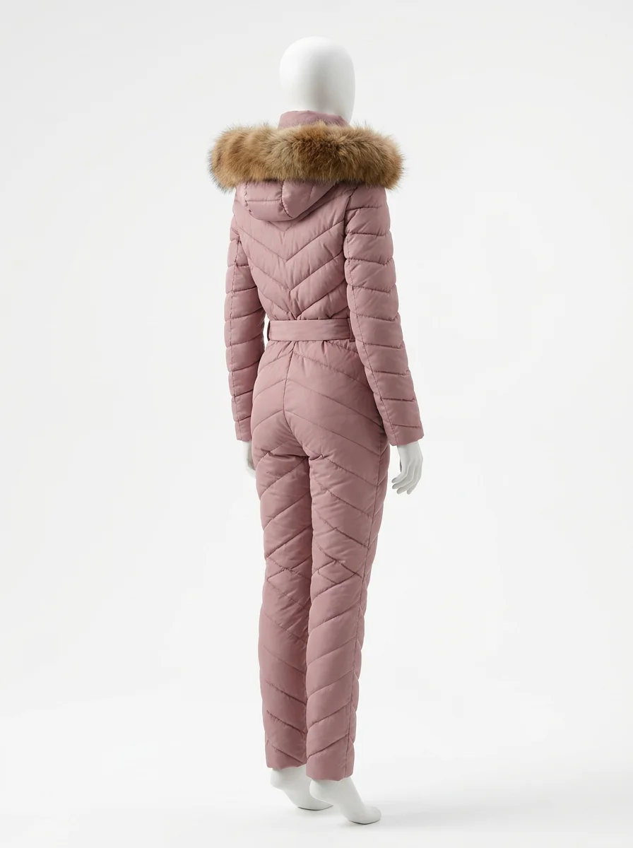 Combinaison rose ski femme élégante cintrée – Image 2