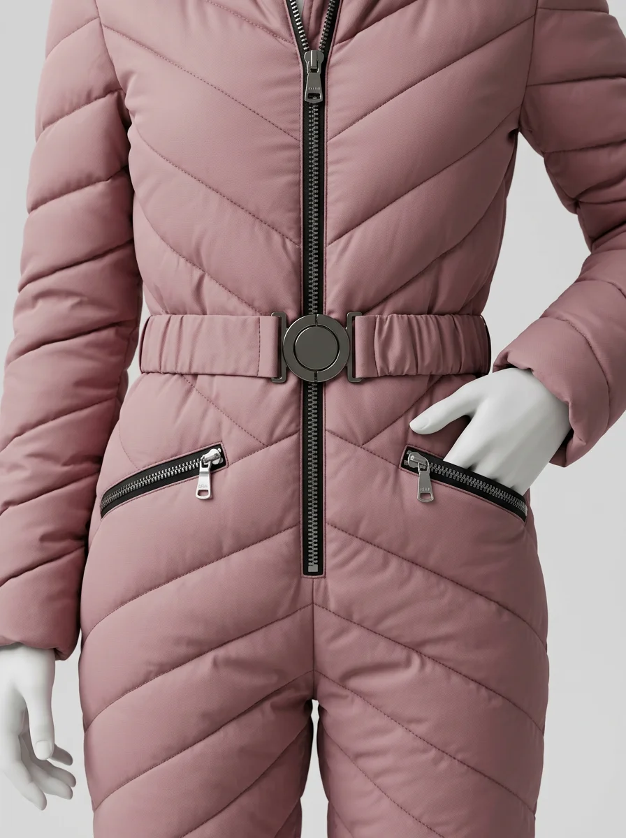 Combinaison rose ski femme élégante cintrée – Image 5