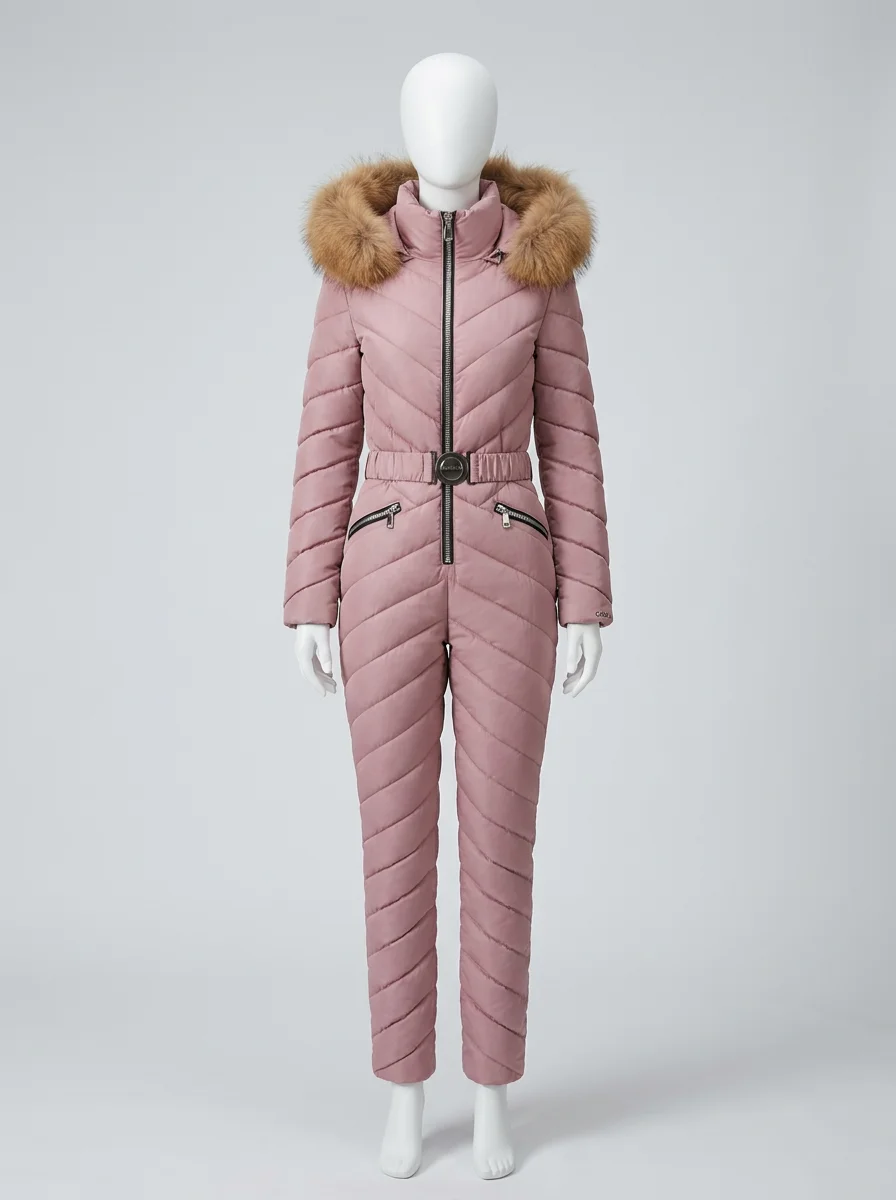 Combinaison rose ski femme élégante cintrée – Image 6