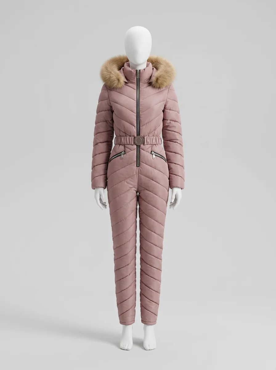 Combinaison rose ski femme élégante cintrée – Image 7