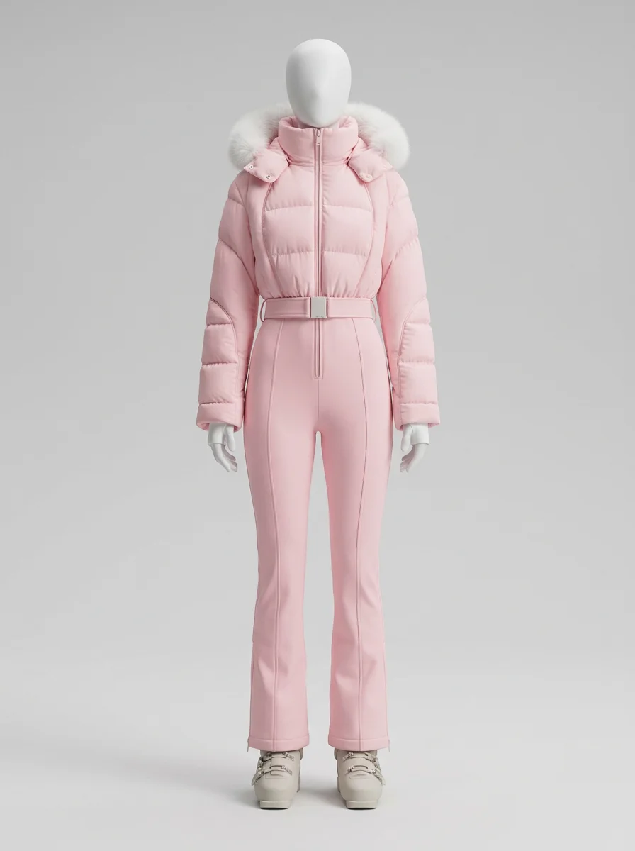 Combinaison rose ski femme franges style bohème – Image 5