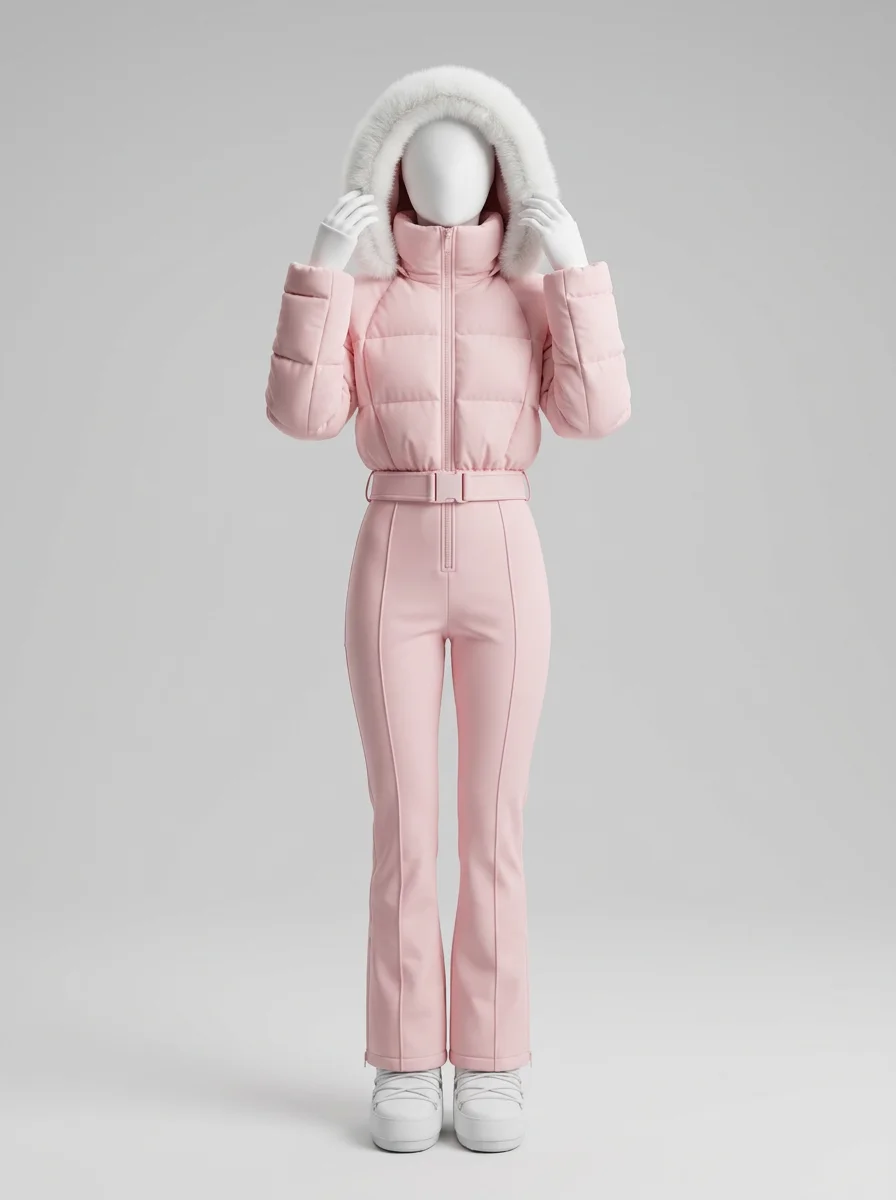 Combinaison rose ski femme franges style bohème – Image 8