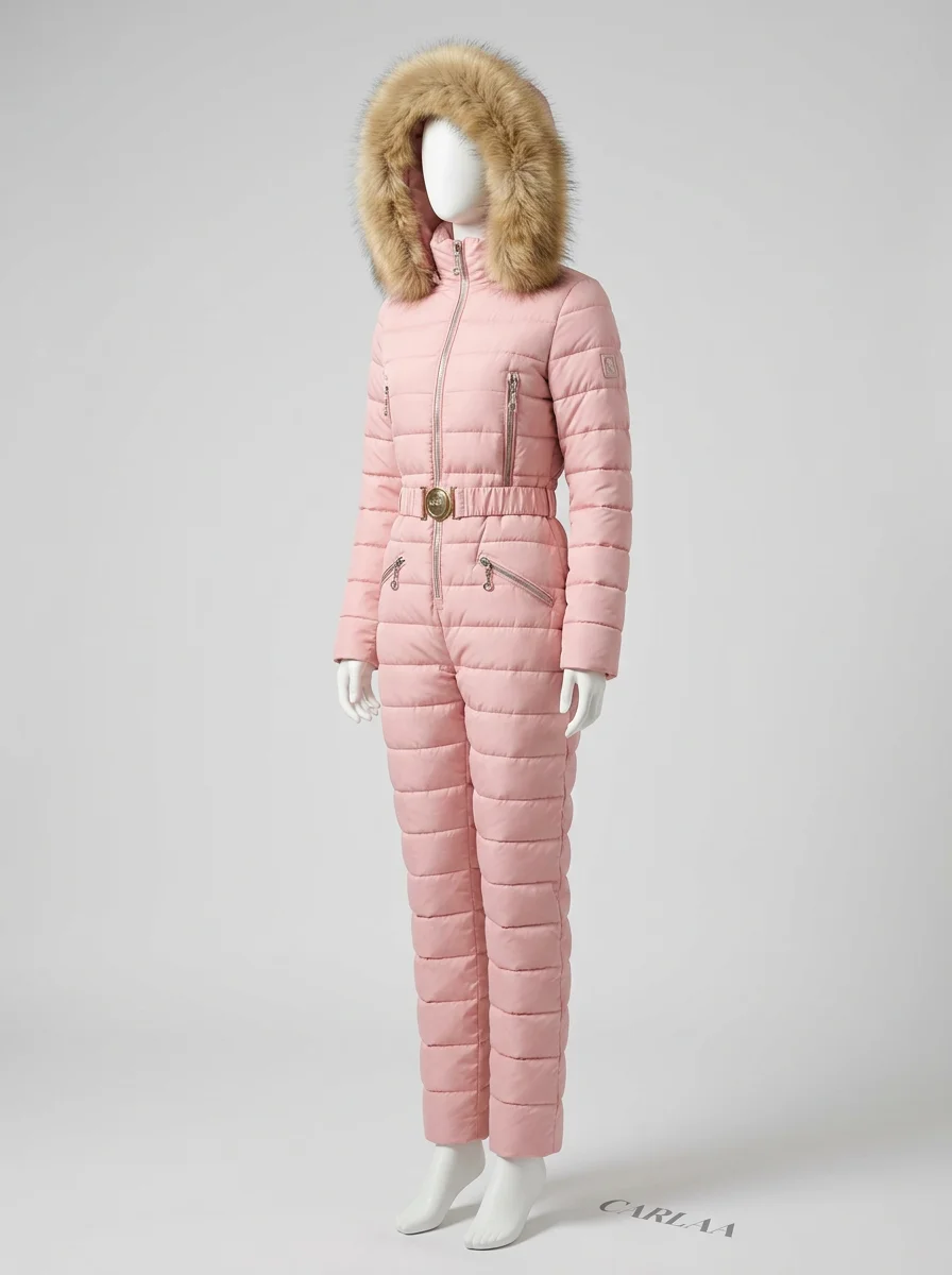 Combinaison rose ski femme silhouette ajustée chic – Image 2