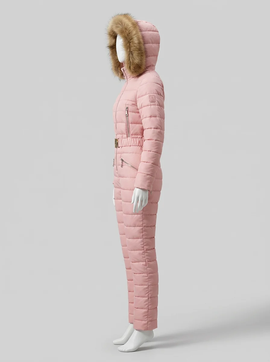 Combinaison rose ski femme silhouette ajustée chic – Image 3