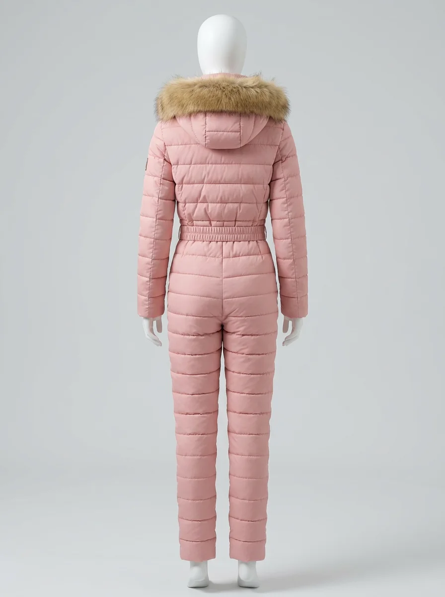 Combinaison rose ski femme silhouette ajustée chic – Image 4