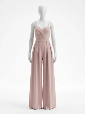 Combinaison rose soirée coupe aérienne femme raffinée