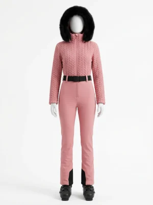 Combinaison rose technique ski femme raffinée