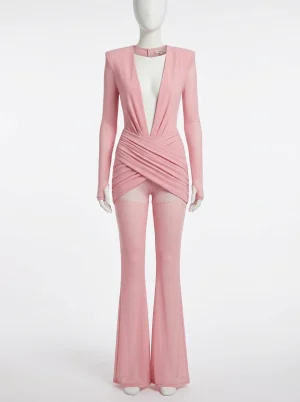Combinaison rose transparente glamour soirée