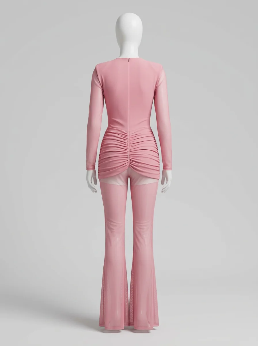 Combinaison rose transparente glamour soirée – Image 2