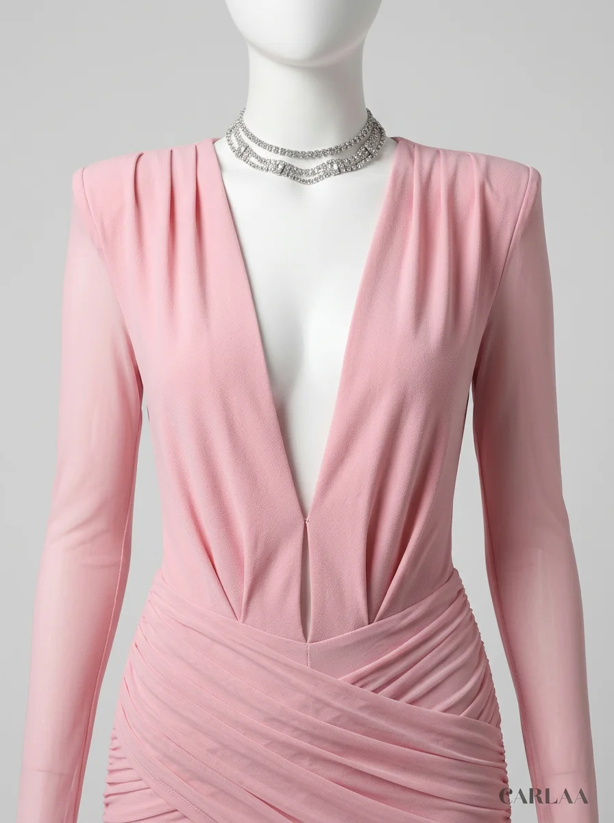 Combinaison rose transparente glamour soirée – Image 4