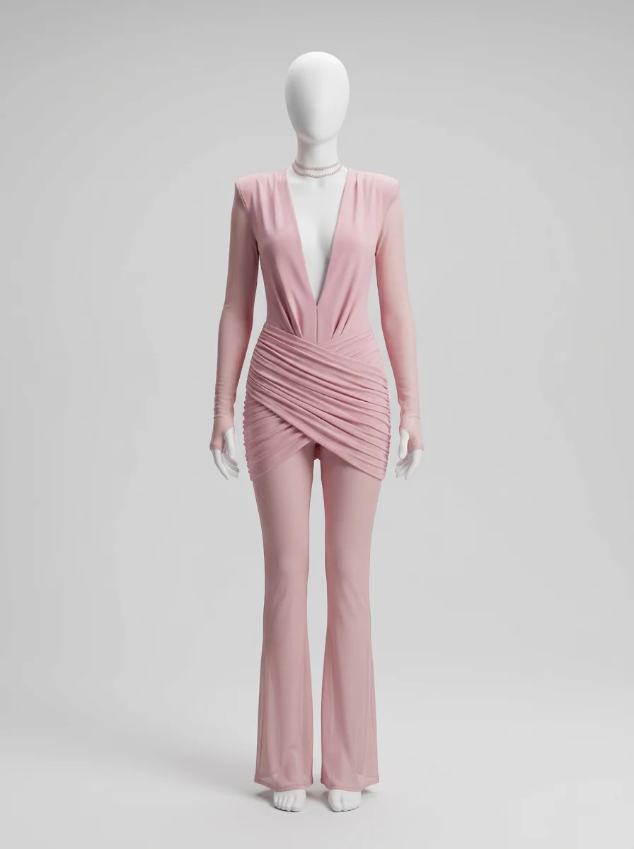 Combinaison rose transparente glamour soirée – Image 6