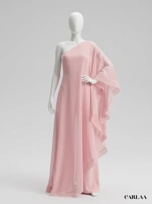 Combinaison rose vaporeuse asymétrique gala femme