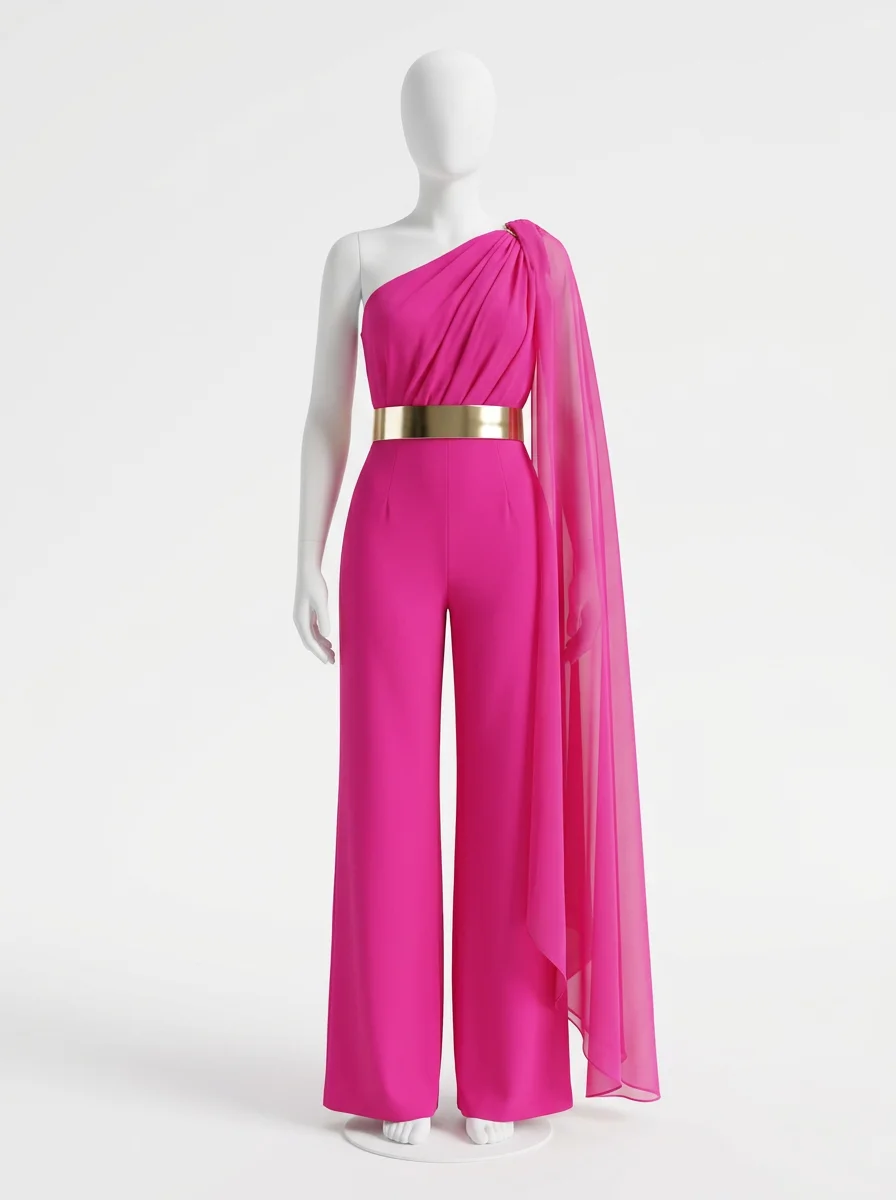 Combinaison rose voilage ceinture dorée cérémonie