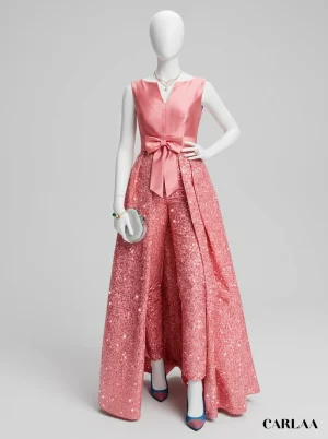 Combinaison rose satinée scintillante mariage femme